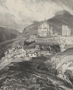 A Saint-Nectaire-templom külső apszisa, 1831. alkotó: Godefroy Engelmann