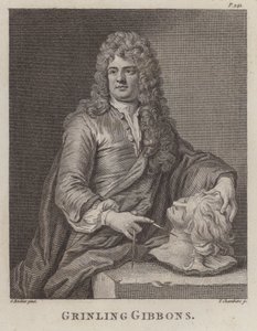 Grinling Gibbons, angol fafaragó és szobrász (metszet)
