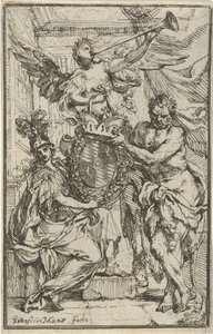 Minerva, Hercules és Fame címerrel