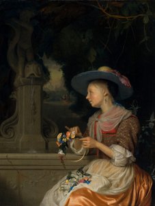 Virágkoronát fonó nő, c. 16751680.