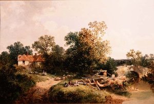 Gyermekek egy patak mellett alkotó: Gordon Arthur Meadows