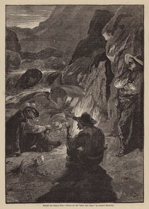 A tábortűz körül (litográfia) alkotó: Gordon Frederick (after) Browne