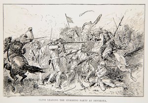 Clive vezeti a viharos partit Devikotában, illusztrációja G.A. „Clive-vel Indiában, avagy egy birodalom kezdetei” című filmből. Henty, kocsma. London, 1884 alkotó: Gordon Frederick Browne