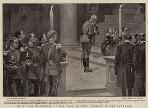 Von Waldersee gróf Humbert király sírjánál a Pantheonban