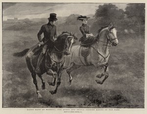 Boldog napokat Windsorban, a királynő és a herceg hitvese lovagol a parkban alkotó: Gordon Frederick Browne