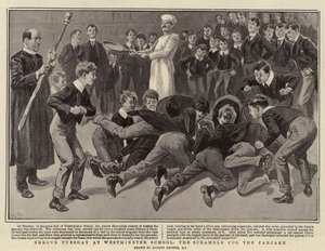 Húshagyó kedd a Westminster Schoolban, a palacsintáért alkotó: Gordon Frederick Browne