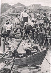 A Guadianán átívelő híd építése, 1811. április 3., illusztráció a 