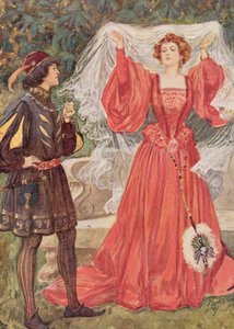 Viola és Olivia a tizenkettedik éjszakában Edith Nesbit (1858-1924) „Gyermektörténetei Shakespeare-ből” című filmből. szerző: Raphael Tuck und Sons Ltd., London (könyvillusztráció) alkotó: Gordon Frederick Browne