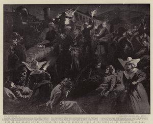 Népük szívének megnyerése, Olaszország királya és királynője a katasztrófa helyszínén Róma közelében alkotó: Gordon Frederick Browne