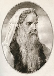 Mózes, az ábrahámi vallások próféta, az izraeliták vezetője és törvényhozó, a Vallási vezetők élő életrajzaiból alkotó: Gordon Ross