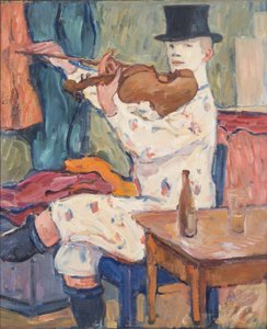Egy bohóc hegedül, 1915 alkotó: Gosta von Hennigs