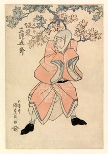 Bando Mitsugoro III. színész, Tokoshiro vagy esetleg Dojishiro részében, 1808-25 körül (színes fametszet)