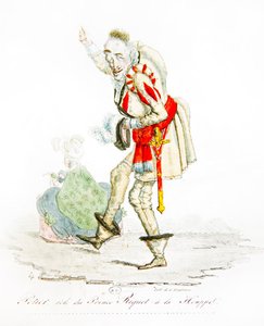 Charles Gabriel Potier Riquet herceg szerepében à la Houppe, 1825 körül (színes litho)