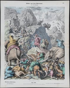 Hannibal átkel az Alpokon a Münchener Bilderbogenből alkotó: Gottlob Heinrich Leutemann