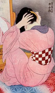 Egy japán nő öltözteti a haját, 1920-as évek 1930.