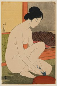 Woman Bathing, Taisho korszak, 1915. október (színes fatömbnyomat)