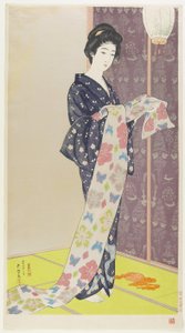 Nő nyári kimonóban, 1920. augusztus alkotó: Goyo Hashiguchi
