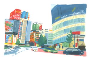 Shinjuku 2, 2015 (olaj, papír)