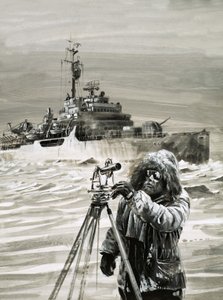A brit antarktiszi kutatócsoport egyik tagja munka közben