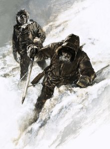 Dr. Isaac Stringer és C. F. Johnson átkeltek a Yukonon. alkotó: Graham Coton