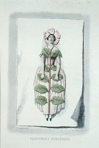 Elszáradt ősziwinkle, a "Les Fleurs Animees"-ből, Charles Geoffroy (1819-82) metszetében alkotó: Grandville