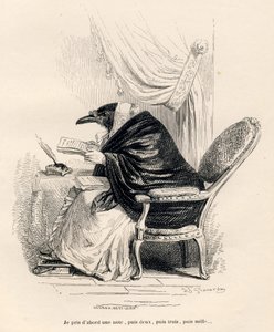 Holló írás. JJ Granville illusztrált matricái. Andrew, Best és Leloir által aláírt metszet a "Souvenirs d