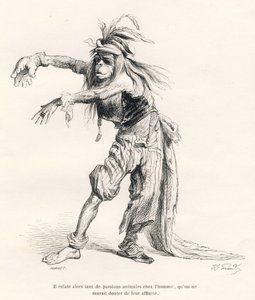 Oly sok állati szenvedély tört ki ekkor az emberben, hogy nem lehetett kételkedni a rokonságukban. JJ Granville illusztrált matricái. Porret által aláírt metszet a Honore de Balzac által írt "Voyage d