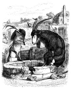 Le fox et le kecske: La Fontaine meséje Grandville által illusztrálva.