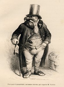 A keselyű, mint ingatlantulajdonos. A miniatűröket JJ Granville illusztrálta. Andrew, Best és Leloir aláírt metszet a PJ Stahl által írt "Egy nyúl története" részben "Jelenetek az állatok magán- és közéletéből". Paris, J. Hetzel és Paulin alkotó: Grandville