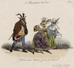 Les Metamorphoses du Jour, No. 27 (kézzel színezett litó) alkotó: Grandville