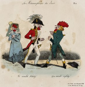 Les Metamorphoses du Jour, No. 8 (kézzel színezett litó) alkotó: Grandville