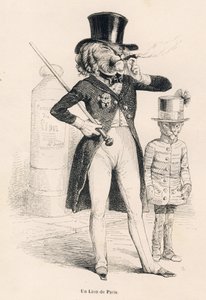 Párizs oroszlánja . JJ Granville illusztrált matricái. Andrew, Best és Leloir által aláírt metszet a Honore de Balzac által írt "Voyage d