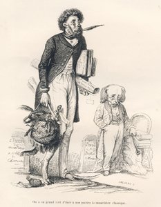 Nagy hiba volt elvenni a klasszikus szájkosarat költőinktől. JJ Granville illusztrált matricái. Breviere aláírással ellátott metszet a "Le premier feuilleton de Pistolet" című részben, amelyet Jules Janin írt a "Scenes de la vie privee et publique des an alkotó: Grandville