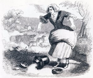 The Dairy Girl and the Milk Jar – La Fontaine meséi alkotó: Grandville