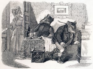 A városi patkány és a mezei patkány (Le rat de ville et le rat des champs) - La Fontaine meséi alkotó: Grandville