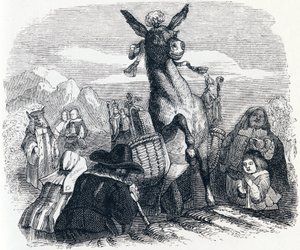 Az ereklyéket hordozó szamár – La Fontaine meséi alkotó: Grandville