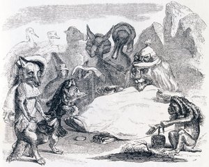Az oroszlán, a farkas és a róka – La Fontaine meséi alkotó: Grandville