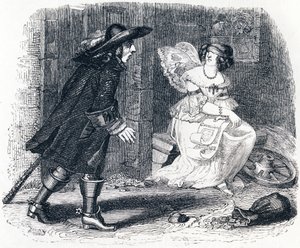 Az ember, aki a vagyona után fut, és aki az ágyában marad - La Fontaine meséi alkotó: Grandville
