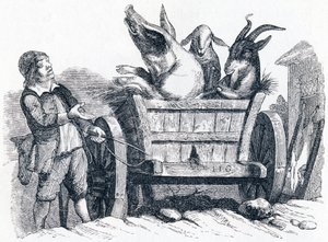A disznó, a kecske és a juh (le cochon, la chèvre et le mouton) - La Fontaine meséi alkotó: Grandville