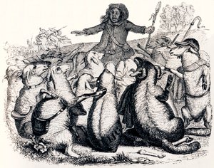 A pásztor és csordája – La Fontaine meséi alkotó: Grandville