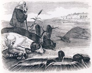 A két kutya és a döglött szamár – La Fontaine meséi alkotó: Grandville
