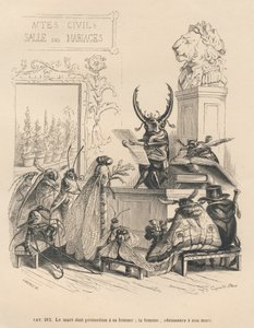Rovarok esküvői fogadalma. A miniatűröket JJ Granville illusztrálta. PJ Stahl "Jelenetek az állatok magán- és közéletéből" című részben Godard-jelenetet írt "Egy pillangó kalandjai" című részben. Paris, J. Hetzel és Paulin alkotó: Grandville