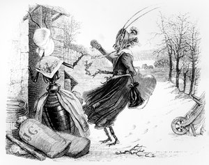 A kabóca és a hangya, illusztráció La Fontaine (1621-95) "Meséi"-hez, kiadta H. Fournier Aine, 1838.