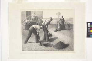 Faültetési csoport (litográfia) alkotó: Grant Wood