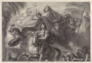 XIV. Lajos francia király allegorikus lovas portréja alkotó: Gérard Edelinck