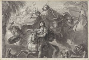 XIV. Lajos francia király allegorikus lovas portréja alkotó: Gérard Edelinck