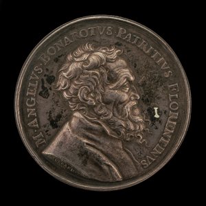Michelangelo Buonarroti, 1475-1564, olasz művész előlapja, 1673. alkotó: Gérard Léonard Hérard