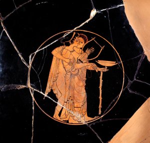 Az ókori Görögország: kupa piros figurákkal. Pedieus festőnek tulajdonított kerámia (Kr. e. 6. század vége), ie 510-500 Párizs, Musee du Louvre alkotó: Greek