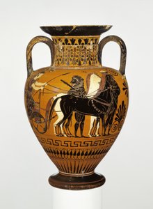 Padlási fekete alakos nyakamfora Héraklész apoteózisával, Kr.e. 530-20 (terrakotta)