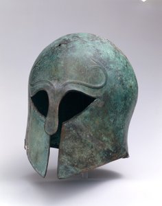 Korinthoszi típusú bronz archaikus sisak, ie 600-575 körül (bronz) alkotó: Greek